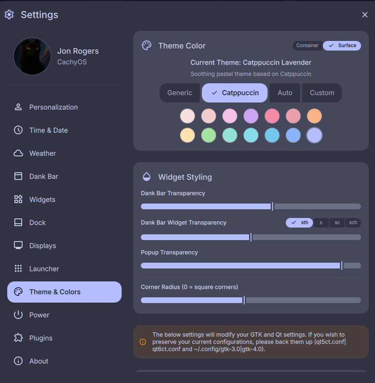 Built-in Catppuccin Themes