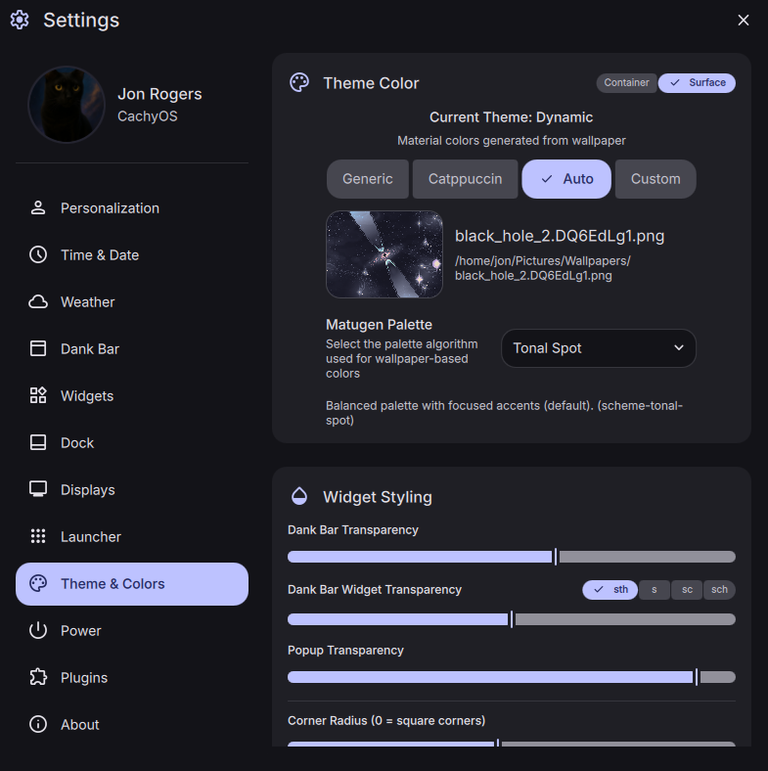 Automatic Matugen Theme